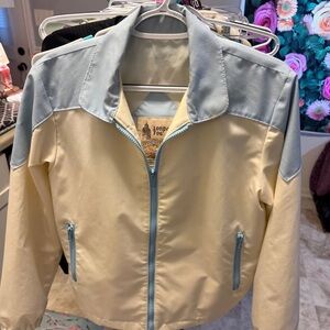 London Fog Women's Cream and Gray Bomber Jacket